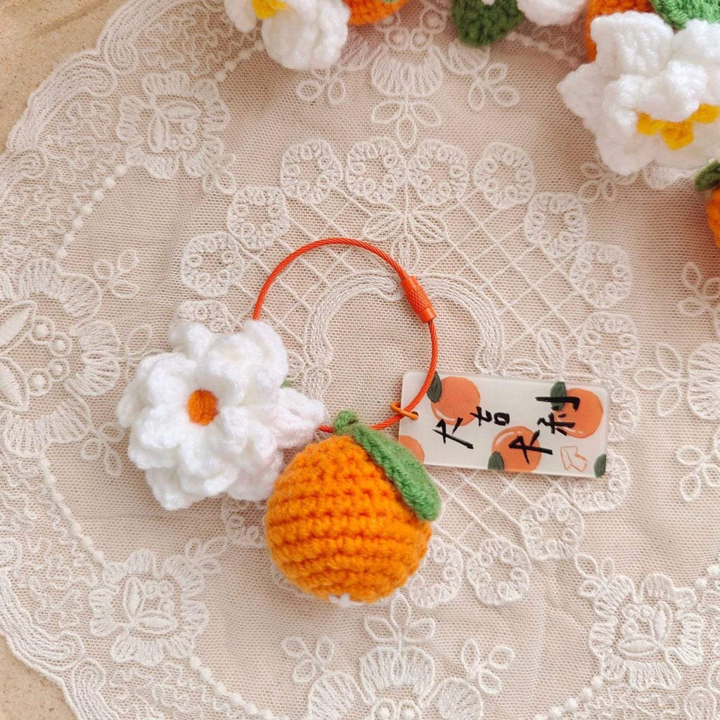 White Tanuki Orange Blossom Keychain