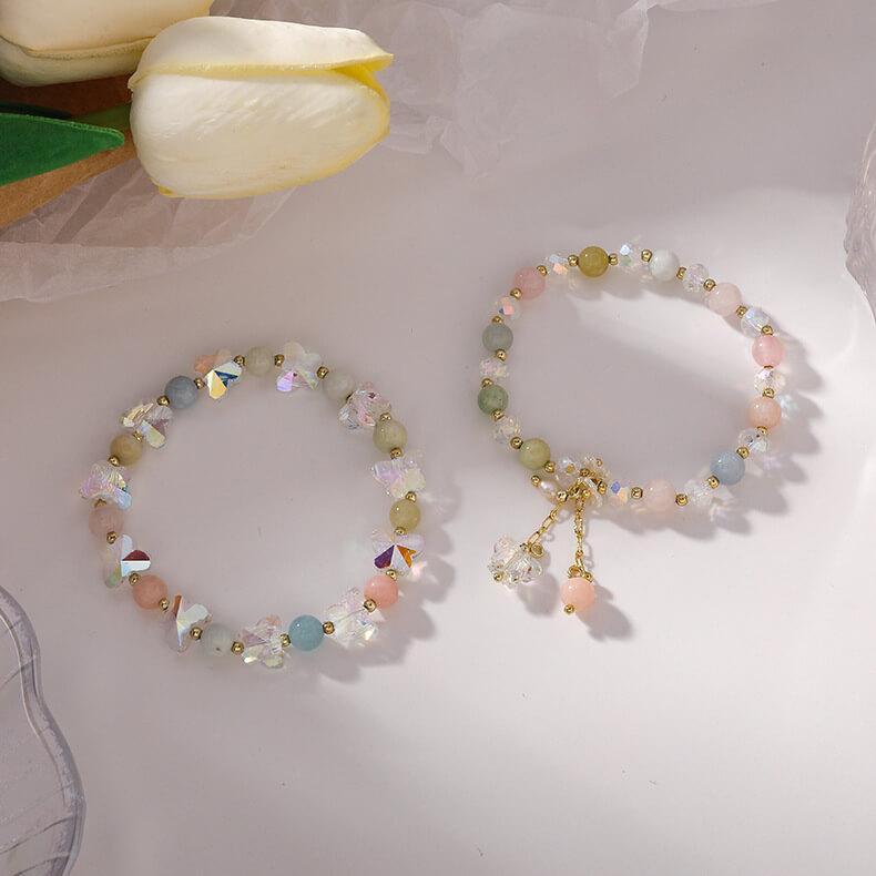 White Tanuki Pastel Crystals Bracelet