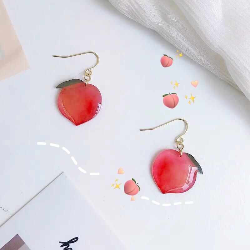 White Tanuki Pastel Peach Earrings