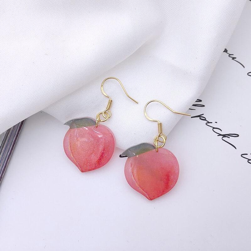 White Tanuki Pastel Peach Earrings