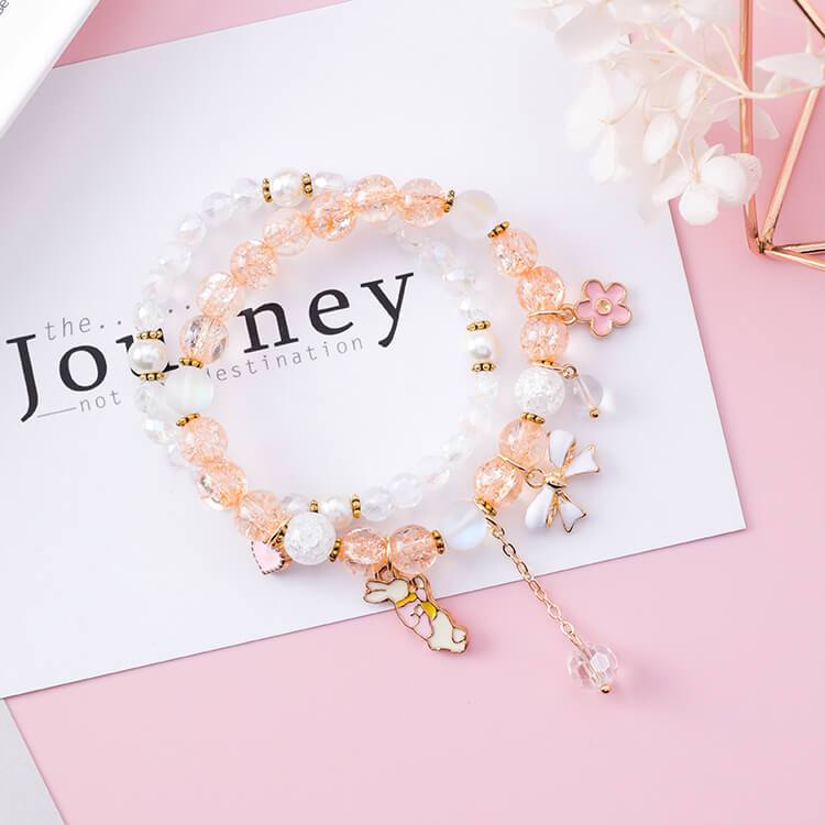 White Tanuki Peach Pastel Wonderland Bracelet