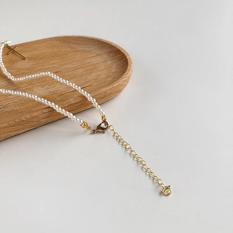 White Tanuki Pearl Charm Necklace