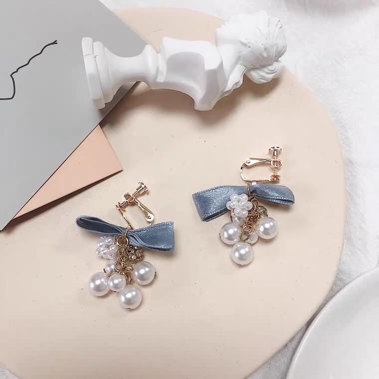 イヤリング TATIANA Grape Pearl EarringsEC1774 Amazon.com: Tituthia Trendy Bow Pearl Earrings for Women
