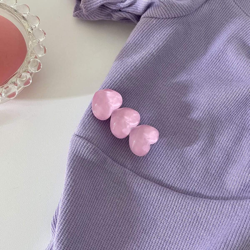 White Tanuki pink Jelly Hearts Hair Clip