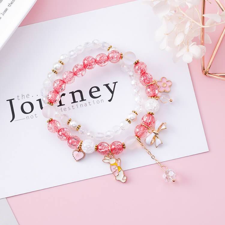 White Tanuki Pink Pastel Wonderland Bracelet