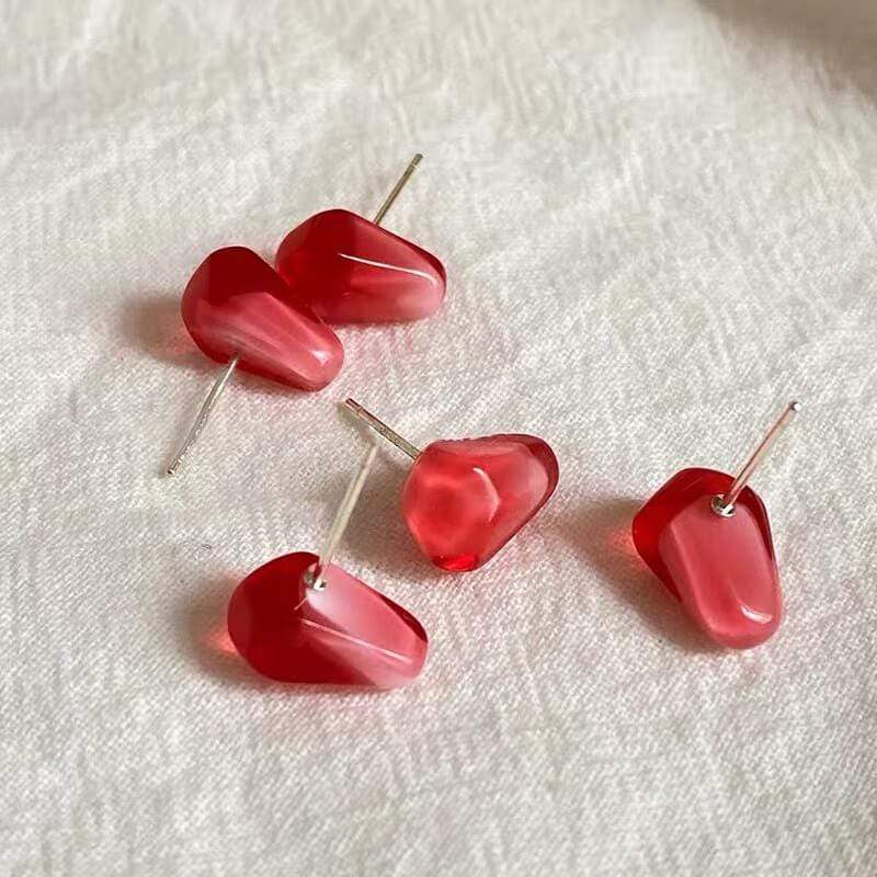 White Tanuki Pomegranate Earrings