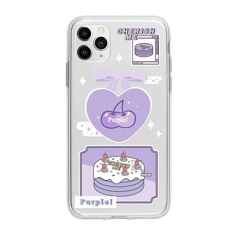 White Tanuki Purple Love Phone Case