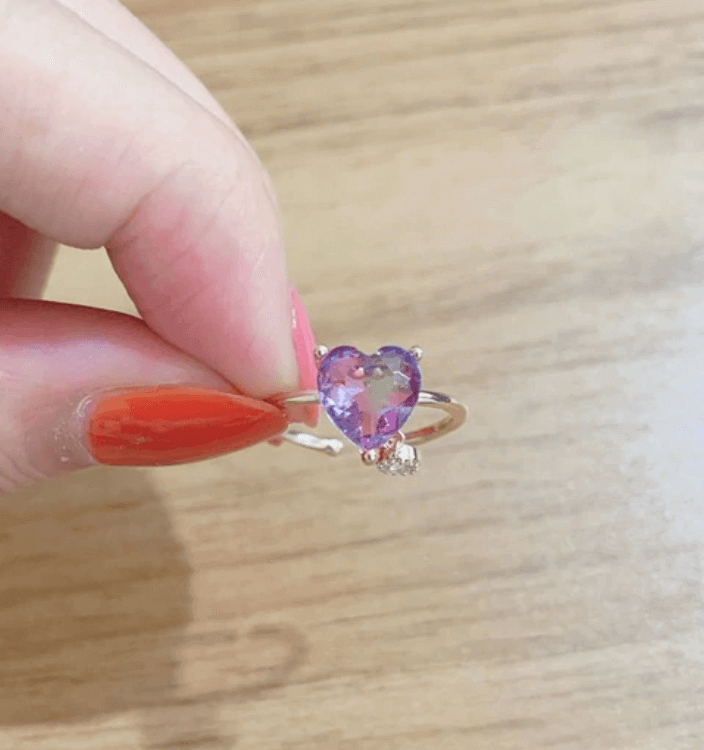 White Tanuki Ring purple heart / Standard Lullaby Ring