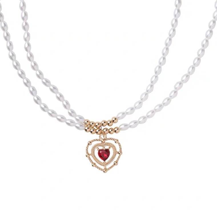 White Tanuki Royal Heart Necklace