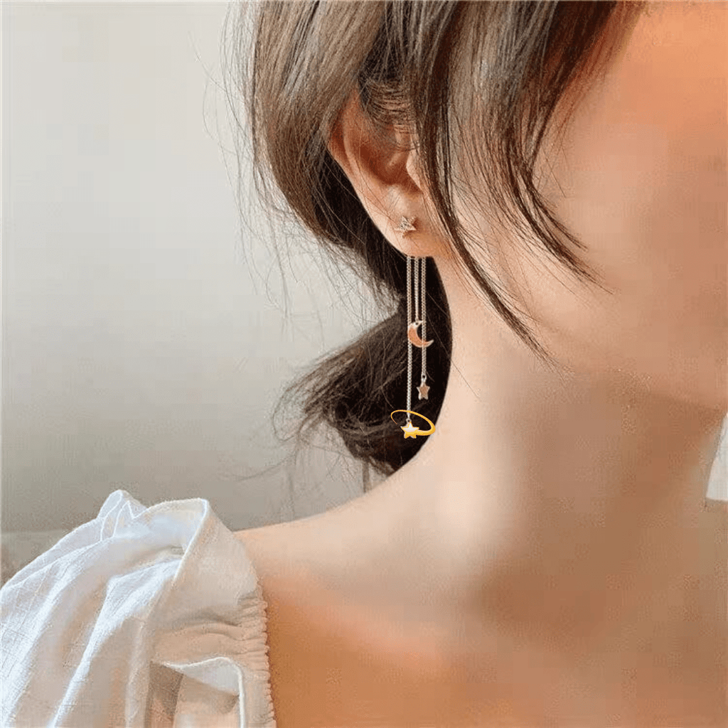 White Tanuki Shooting Stars Earrings