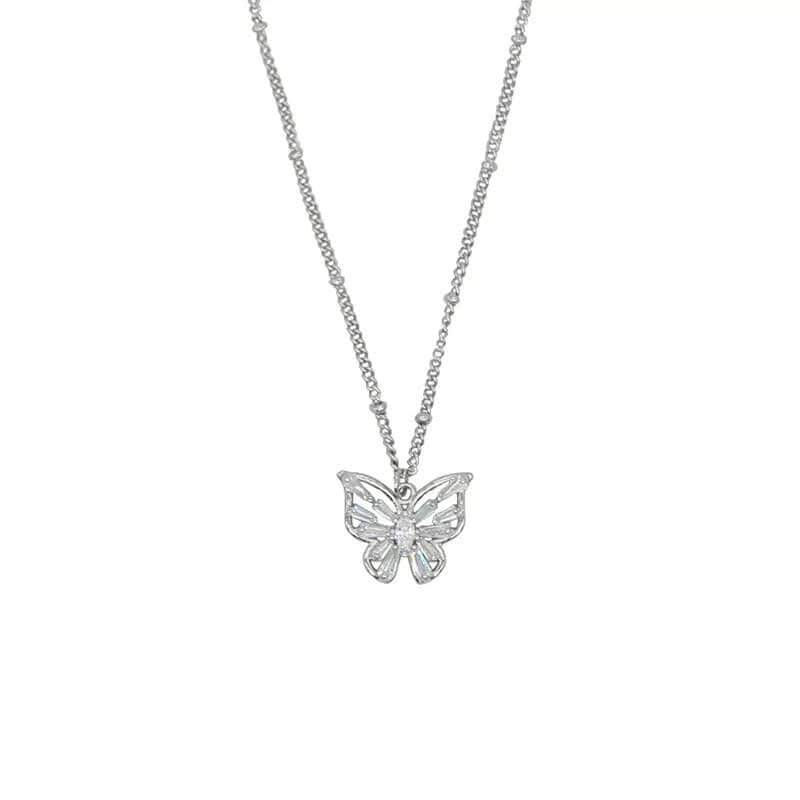 White Tanuki Silver Butterfly / Standard Ice Queen Necklaces