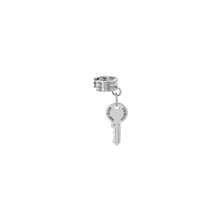 White Tanuki Silver Key Ear Cuffs