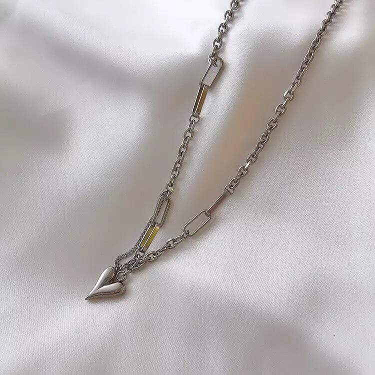 White Tanuki Silver My Heart Necklace