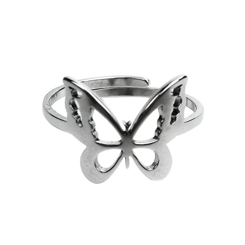 White Tanuki Simple Butterfly Ring