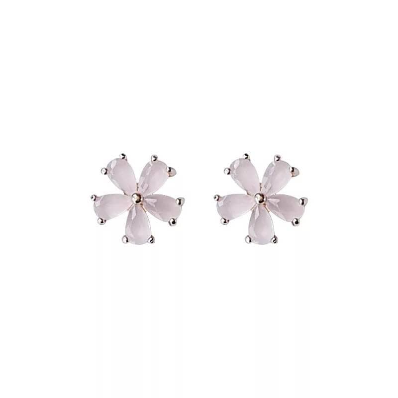 White Tanuki Simple Sakura Earrings