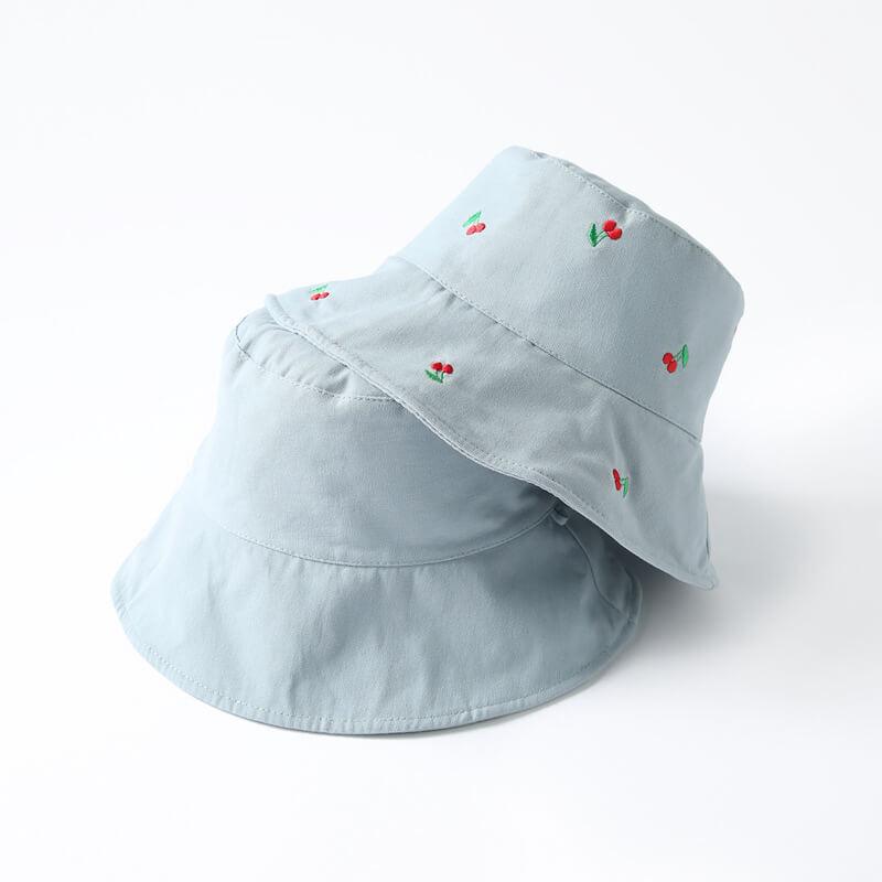 White Tanuki Sky Blue Cherry Reversible Hat