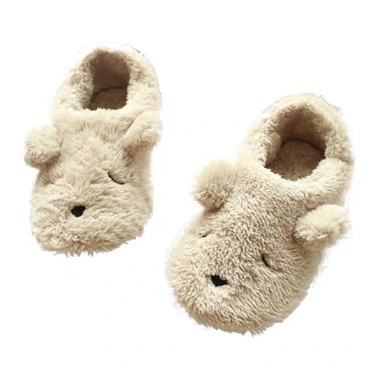 White Tanuki Sleepy Puppy Slippers