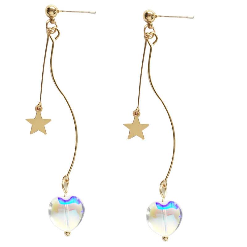 White Tanuki 🎠 Starlight Hearts Earrings