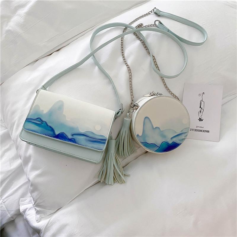 White Tanuki Watercolor Shoulder Bag