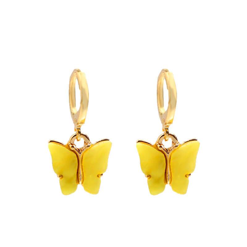 Crystal Butterfly Earrings | White Tanuki